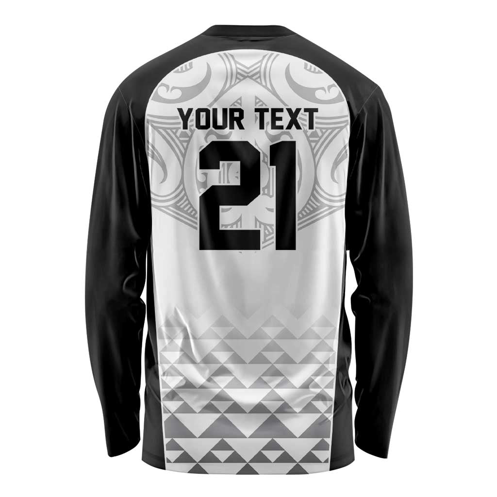 World Football 2026 New Zealand Custom Long Sleeve Shirt All White Fern Maori Tribal LT9 - Polynesian Pride