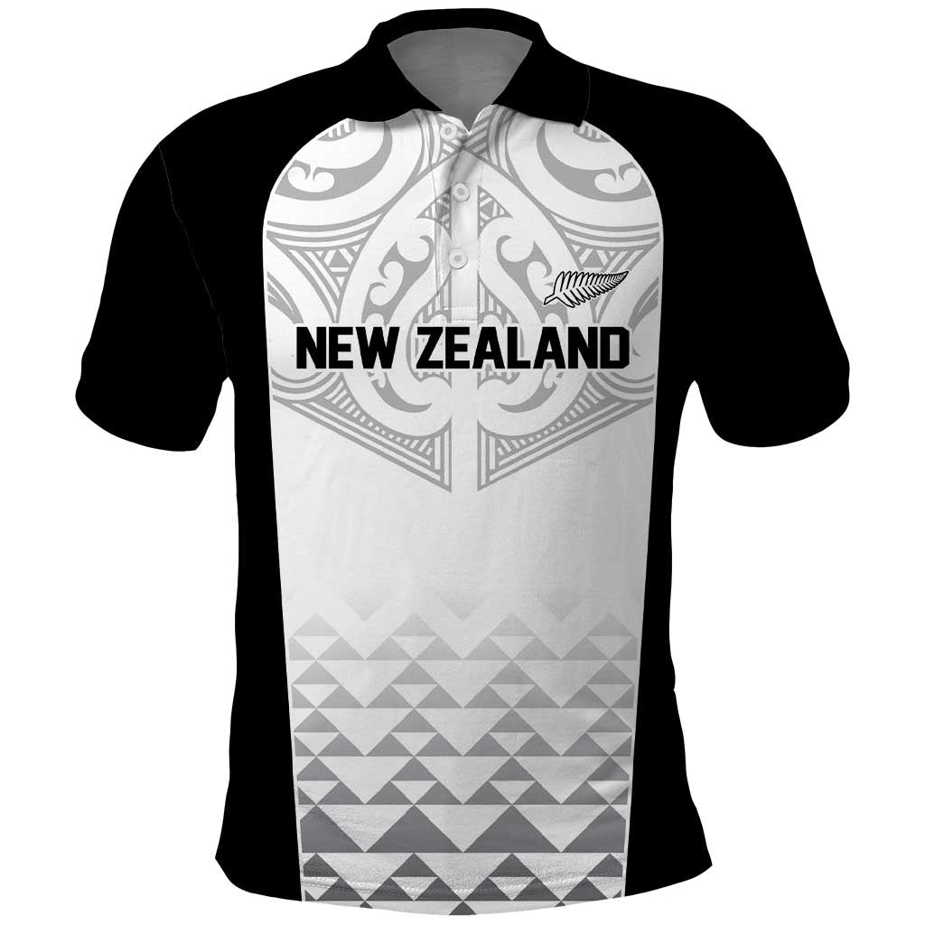 World Football 2026 New Zealand Custom Polo Shirt All White Fern Maori Tribal LT9 White - Polynesian Pride