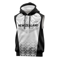 World Football 2026 New Zealand Custom Sleeveless Hoodie All White Fern Maori Tribal LT9 White - Polynesian Pride