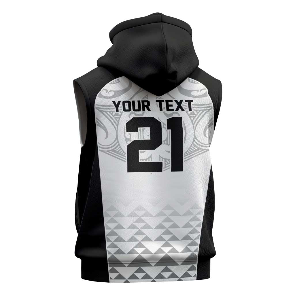 World Football 2026 New Zealand Custom Sleeveless Hoodie All White Fern Maori Tribal LT9 - Polynesian Pride