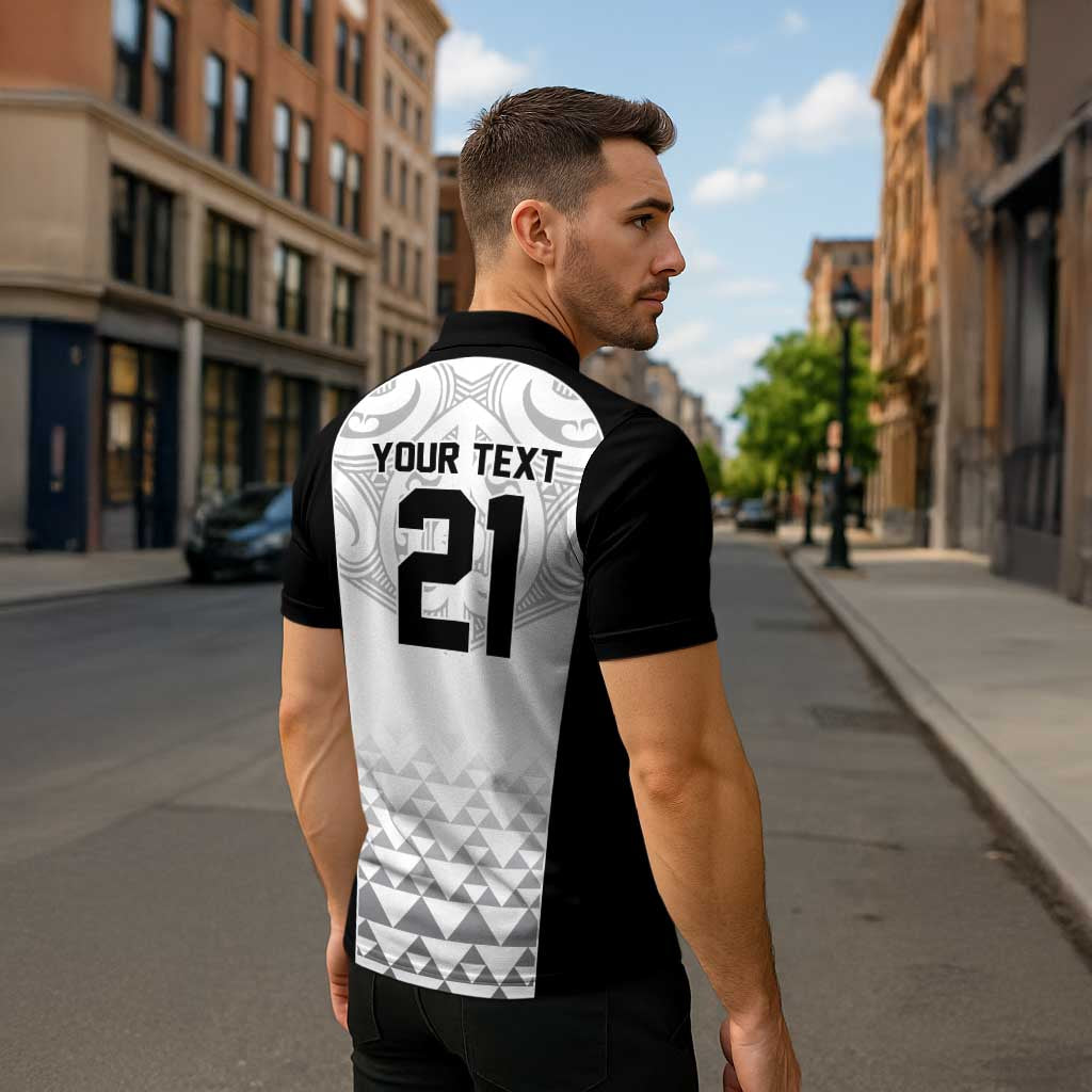 World Football 2026 New Zealand Custom Zipper Polo Shirt All White Fern Maori Tribal LT9 - Polynesian Pride