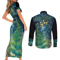 New Zealand Matariki Waipuna-a-rangi Couples Matching Short Sleeve Bodycon Dress and Long Sleeve Button Shirt He Roimata o Rangi LT9 - Polynesian Pride