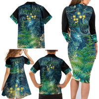 New Zealand Matariki Waipuna-a-rangi Family Matching Long Sleeve Bodycon Dress and Hawaiian Shirt He Roimata o Rangi LT9 - Polynesian Pride