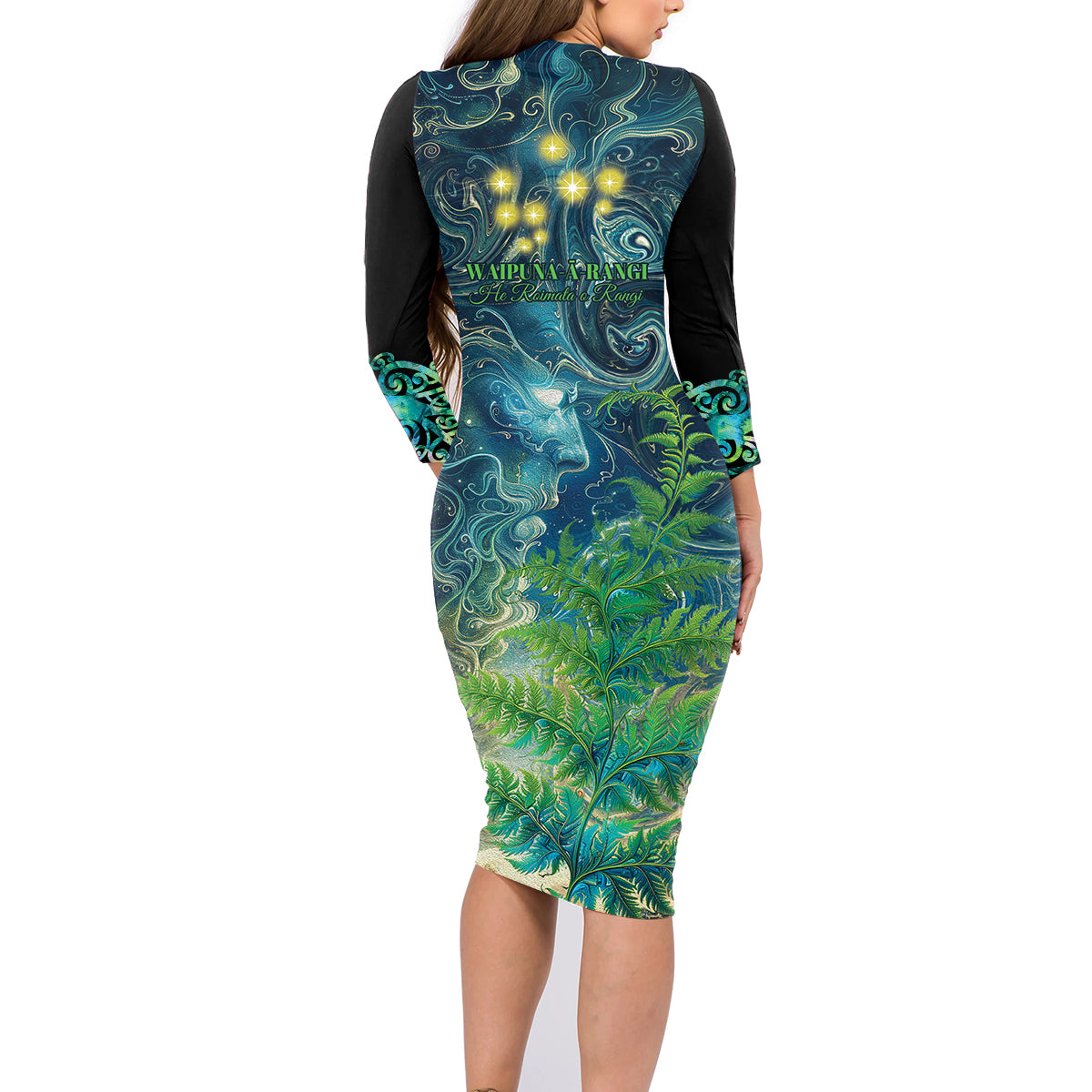 New Zealand Matariki Waipuna-a-rangi Family Matching Long Sleeve Bodycon Dress and Hawaiian Shirt He Roimata o Rangi LT9 - Polynesian Pride