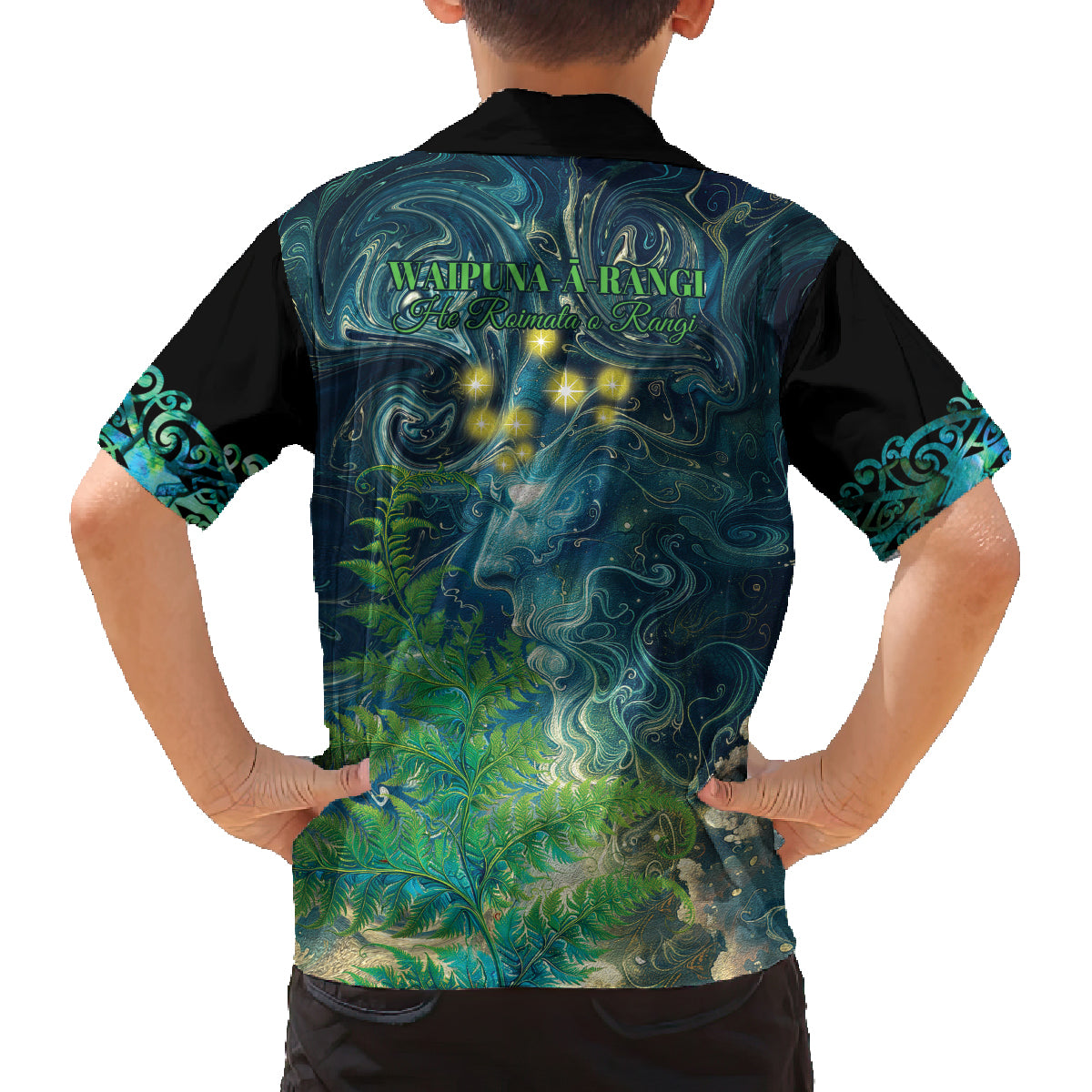New Zealand Matariki Waipuna-a-rangi Family Matching Off Shoulder Short Dress and Hawaiian Shirt He Roimata o Rangi LT9 - Polynesian Pride