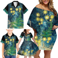 New Zealand Matariki Waipuna-a-rangi Family Matching Off Shoulder Short Dress and Hawaiian Shirt He Roimata o Rangi LT9 - Polynesian Pride