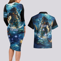 New Zealand Matariki Waita Couples Matching Long Sleeve Bodycon Dress and Hawaiian Shirt The Way Of The Water LT9 - Polynesian Pride
