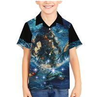 New Zealand Matariki Waita Family Matching Mermaid Dress and Hawaiian Shirt The Way Of The Water LT9 Son's Shirt Black - Polynesian Pride