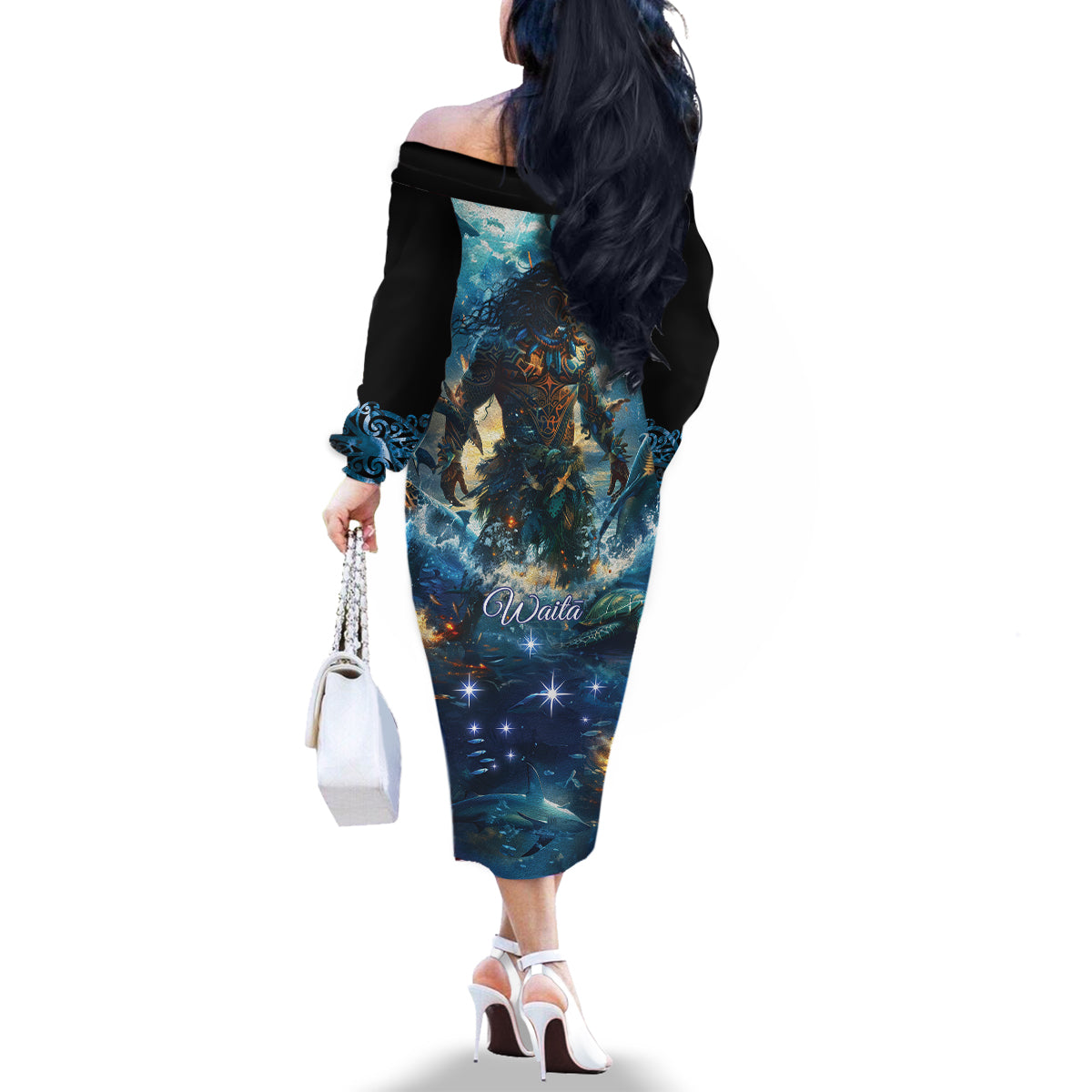 New Zealand Matariki Waita Family Matching Off The Shoulder Long Sleeve Dress and Hawaiian Shirt The Way Of The Water LT9 - Polynesian Pride
