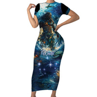 New Zealand Matariki Waita Family Matching Short Sleeve Bodycon Dress and Hawaiian Shirt The Way Of The Water LT9 Mom's Dress Black - Polynesian Pride