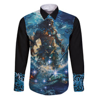 New Zealand Matariki Waita Family Matching Summer Maxi Dress and Hawaiian Shirt The Way Of The Water LT9 Dad's Shirt - Long Sleeve Black - Polynesian Pride