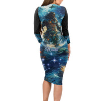 New Zealand Matariki Waita Long Sleeve Bodycon Dress The Way Of The Water LT9 - Polynesian Pride