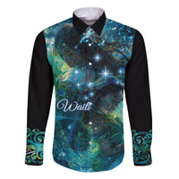 New Zealand Matariki Waiti Family Matching Off The Shoulder Long Sleeve Dress and Hawaiian Shirt The Beginnings Of Life LT9 Dad's Shirt - Long Sleeve Black - Polynesian Pride