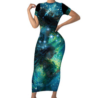 New Zealand Matariki Waiti Family Matching Short Sleeve Bodycon Dress and Hawaiian Shirt The Beginnings Of Life LT9 Mom's Dress Black - Polynesian Pride