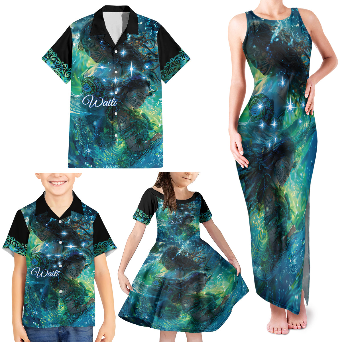 New Zealand Matariki Waiti Family Matching Tank Maxi Dress and Hawaiian Shirt The Beginnings Of Life LT9 - Polynesian Pride