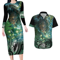 New Zealand Matariki Waiti Couples Matching Long Sleeve Bodycon Dress and Hawaiian Shirt Waimori and The Origin Of Life LT9 Black - Polynesian Pride
