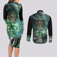 New Zealand Matariki Waiti Couples Matching Long Sleeve Bodycon Dress and Long Sleeve Button Shirt Waimori and The Origin Of Life LT9 - Polynesian Pride