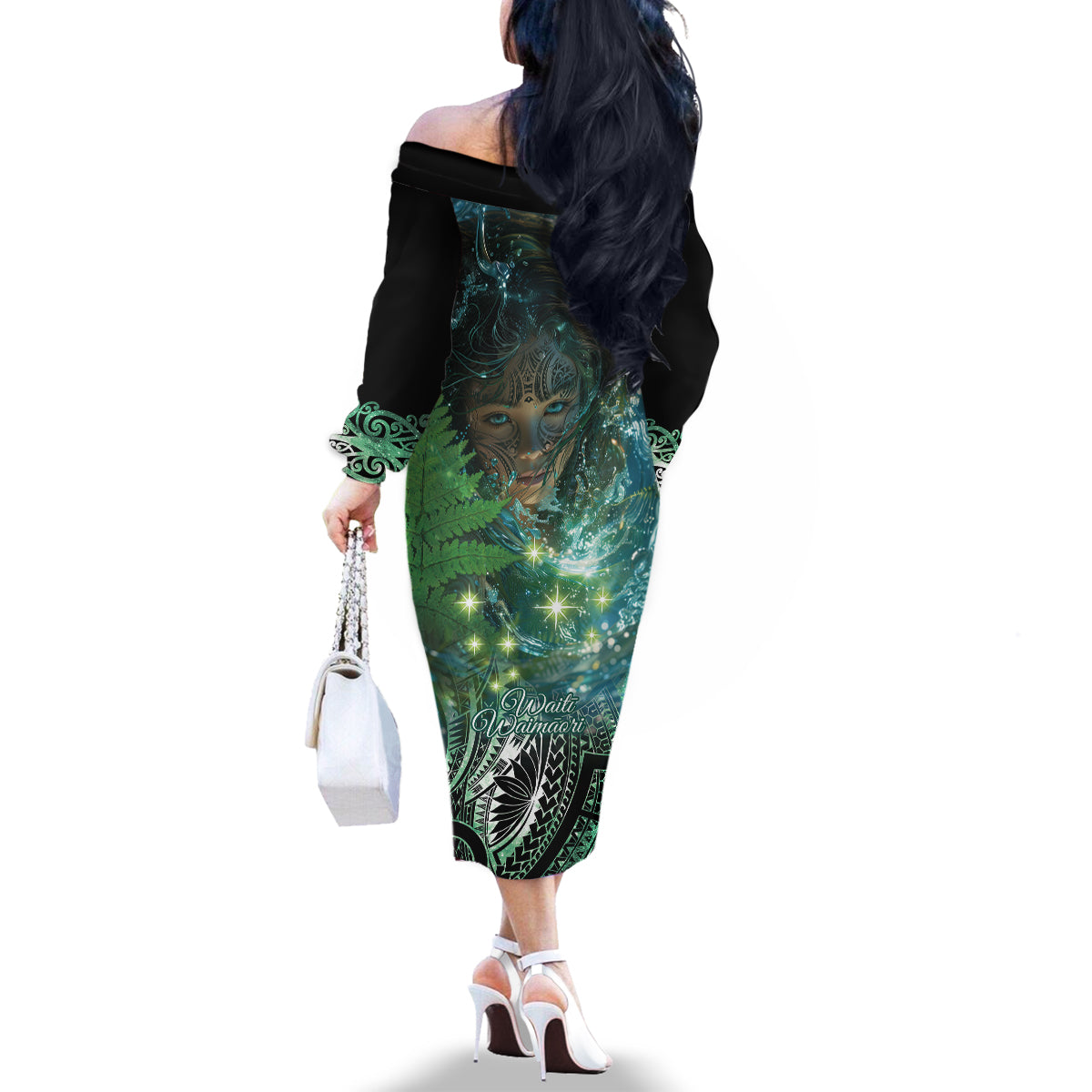 New Zealand Matariki Waiti Family Matching Off The Shoulder Long Sleeve Dress and Hawaiian Shirt Waimori and The Origin Of Life LT9 - Polynesian Pride