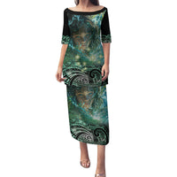 New Zealand Matariki Waiti Family Matching Puletasi and Hawaiian Shirt Waimori and The Origin Of Life LT9 Mom's Dress Black - Polynesian Pride