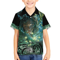 New Zealand Matariki Waiti Family Matching Short Sleeve Bodycon Dress and Hawaiian Shirt Waimori and The Origin Of Life LT9 Son's Shirt Black - Polynesian Pride