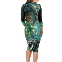 New Zealand Matariki Waiti Long Sleeve Bodycon Dress Waimori and The Origin Of Life LT9 - Polynesian Pride
