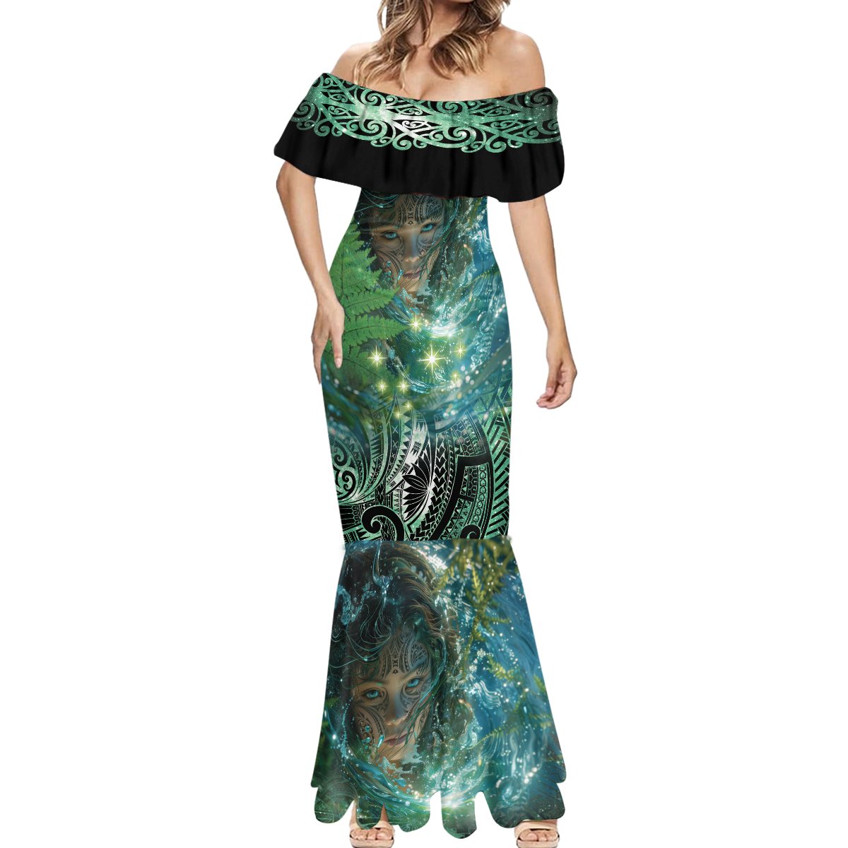 New Zealand Matariki Waiti Mermaid Dress Waimori and The Origin Of Life LT9 - Polynesian Pride