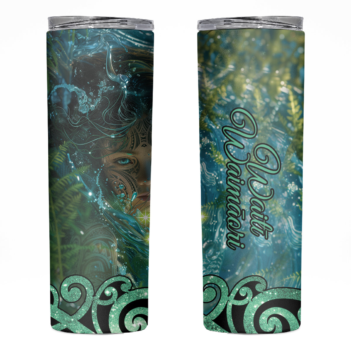 New Zealand Matariki Waiti Skinny Tumbler Waimori and The Origin Of Life LT9 Black - Polynesian Pride