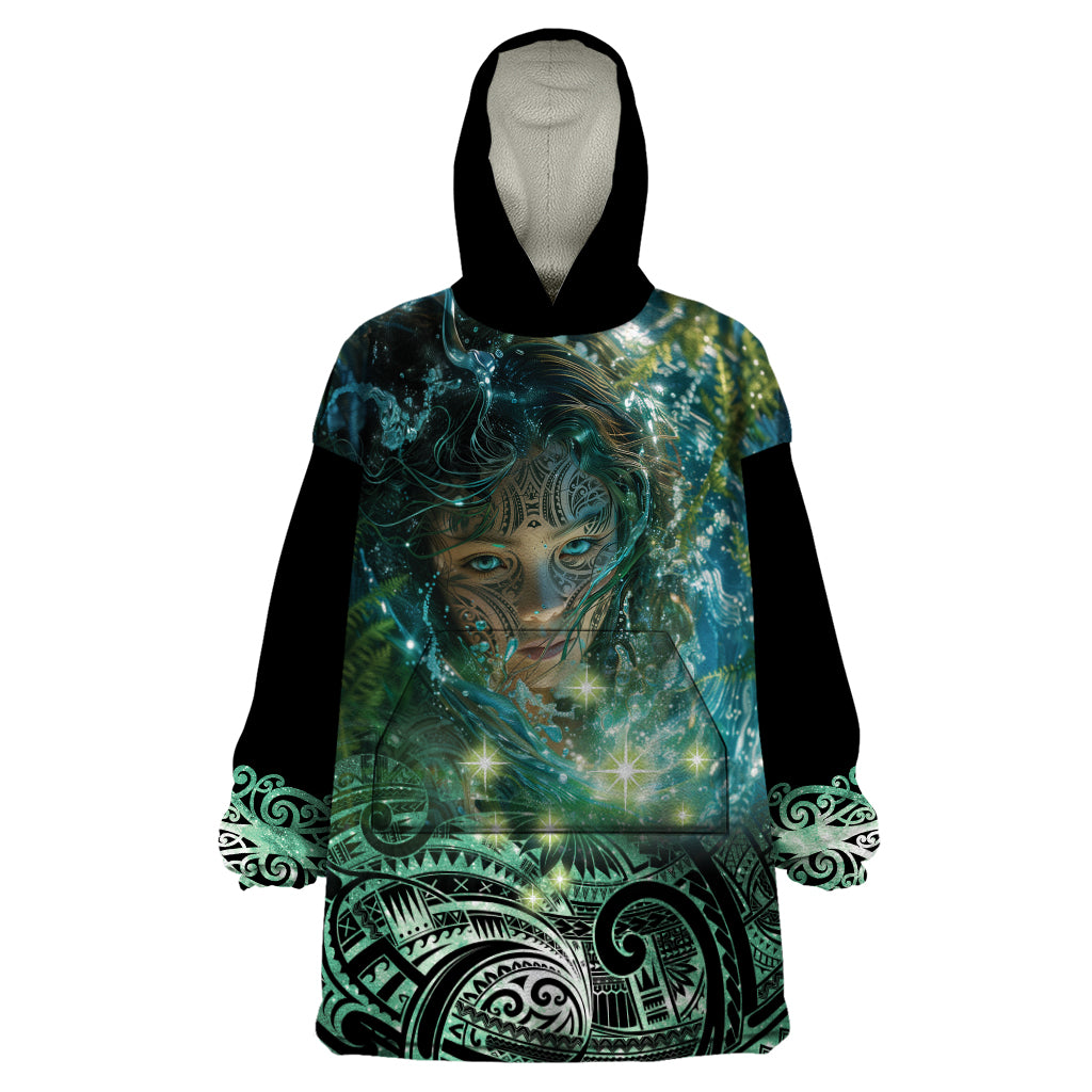 New Zealand Matariki Waiti Wearable Blanket Hoodie Waimori and The Origin Of Life LT9 One Size Black - Polynesian Pride