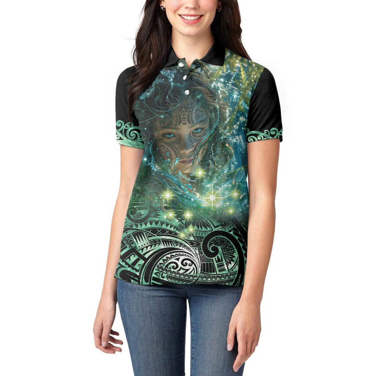 New Zealand Matariki Waiti Women Polo Shirt Waimori and The Origin Of Life LT9 - Polynesian Pride