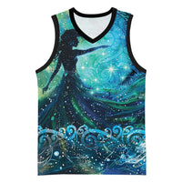 New Zealand Matariki Hiwa-i-te-rangi Basketball Jersey Titiro ki nga Whetu Wishing Star LT9 Unisex Black - Polynesian Pride