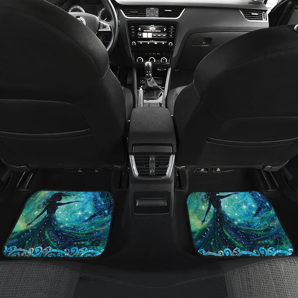 New Zealand Matariki Hiwa-i-te-rangi Car Mats Titiro ki nga Whetu Wishing Star LT9 Set 2pcs - Back Black - Polynesian Pride