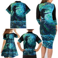 New Zealand Matariki Hiwa-i-te-rangi Family Matching Long Sleeve Bodycon Dress and Hawaiian Shirt Titiro ki nga Whetu Wishing Star LT9 - Polynesian Pride