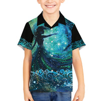 New Zealand Matariki Hiwa-i-te-rangi Family Matching Long Sleeve Bodycon Dress and Hawaiian Shirt Titiro ki nga Whetu Wishing Star LT9 Son's Shirt Black - Polynesian Pride