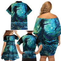 New Zealand Matariki Hiwa-i-te-rangi Family Matching Off Shoulder Short Dress and Hawaiian Shirt Titiro ki nga Whetu Wishing Star LT9 - Polynesian Pride