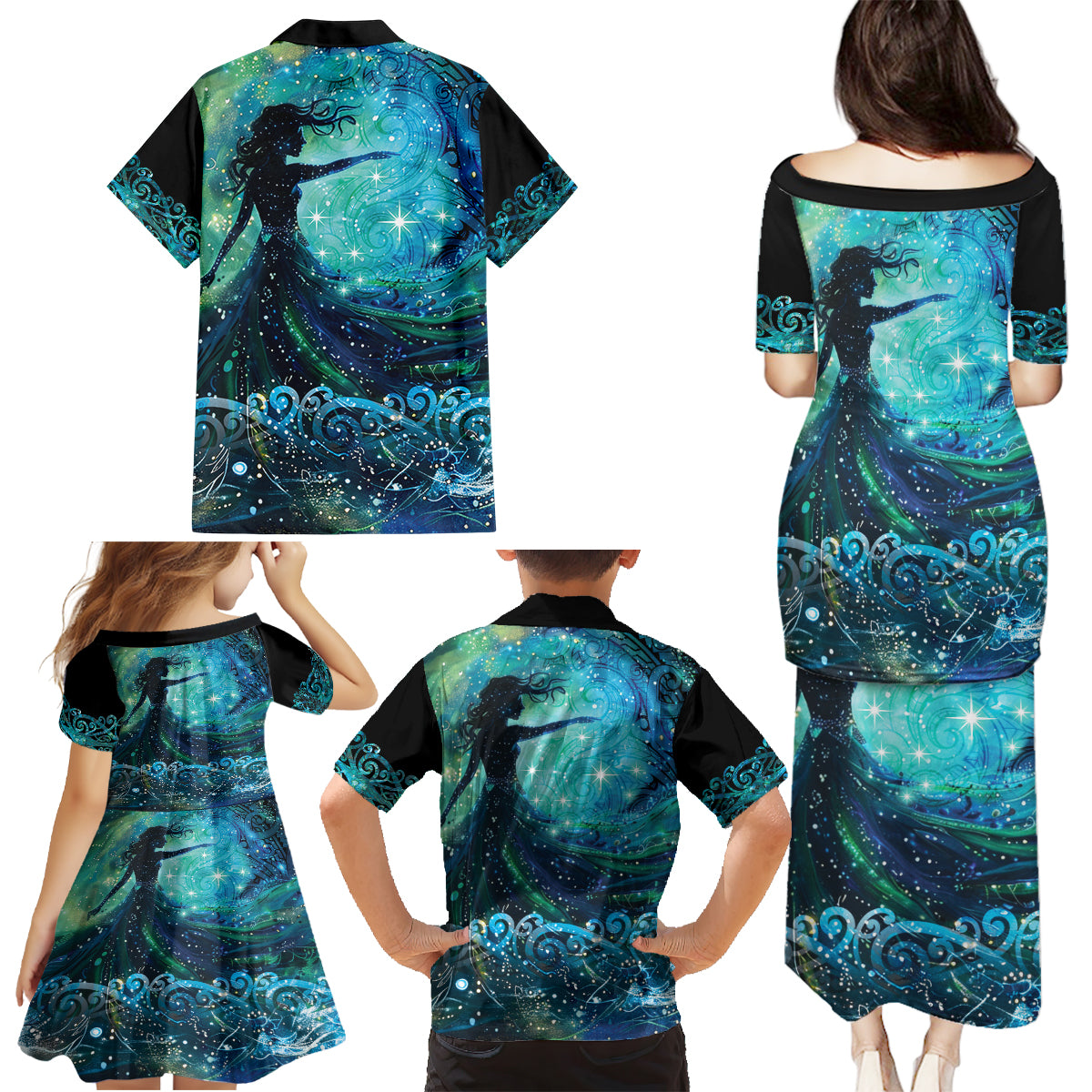 New Zealand Matariki Hiwa-i-te-rangi Family Matching Puletasi and Hawaiian Shirt Titiro ki nga Whetu Wishing Star LT9 - Polynesian Pride
