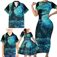 New Zealand Matariki Hiwa-i-te-rangi Family Matching Short Sleeve Bodycon Dress and Hawaiian Shirt Titiro ki nga Whetu Wishing Star LT9 - Polynesian Pride