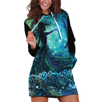 New Zealand Matariki Hiwa-i-te-rangi Hoodie Dress Titiro ki nga Whetu Wishing Star LT9 Black - Polynesian Pride