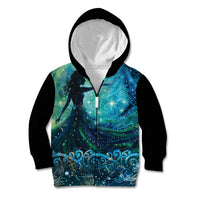 New Zealand Matariki Hiwa-i-te-rangi Kid Hoodie Titiro ki nga Whetu Wishing Star LT9 Zip Hoodie Black - Polynesian Pride