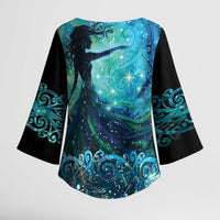 New Zealand Matariki Hiwa-i-te-rangi Kimono Sleeve Blouse Titiro ki nga Whetu Wishing Star LT9 - Polynesian Pride
