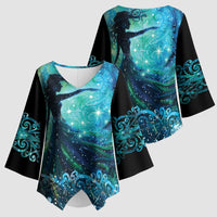 New Zealand Matariki Hiwa-i-te-rangi Kimono Sleeve Blouse Titiro ki nga Whetu Wishing Star LT9 - Polynesian Pride
