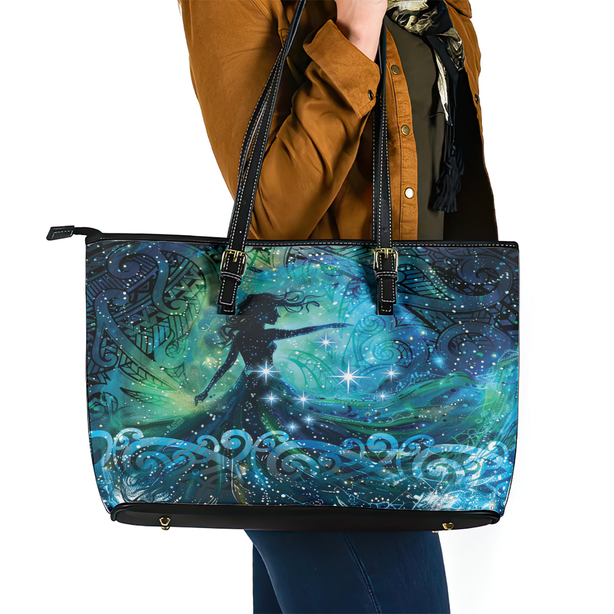 New Zealand Matariki Hiwa-i-te-rangi Leather Tote Bag Titiro ki nga Whetu Wishing Star LT9 - Polynesian Pride