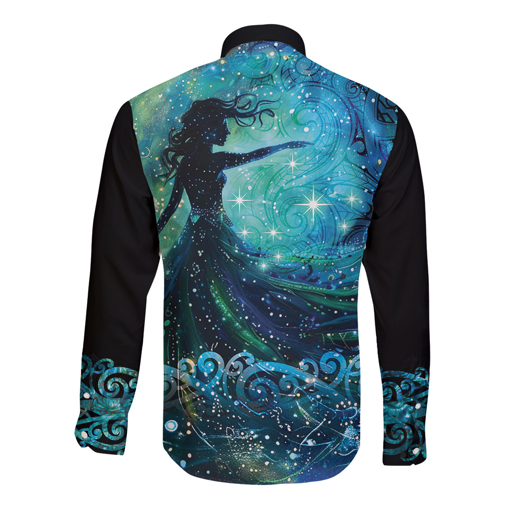 New Zealand Matariki Hiwa-i-te-rangi Long Sleeve Button Shirt Titiro ki nga Whetu Wishing Star LT9 - Polynesian Pride