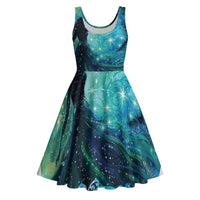 New Zealand Matariki Hiwa-i-te-rangi Midi Dress Titiro ki nga Whetu Wishing Star LT9 Black - Polynesian Pride