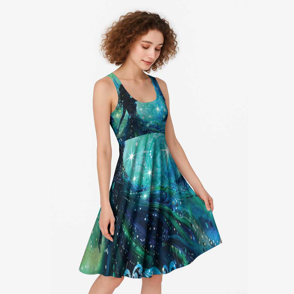New Zealand Matariki Hiwa-i-te-rangi Midi Dress Titiro ki nga Whetu Wishing Star LT9 - Polynesian Pride