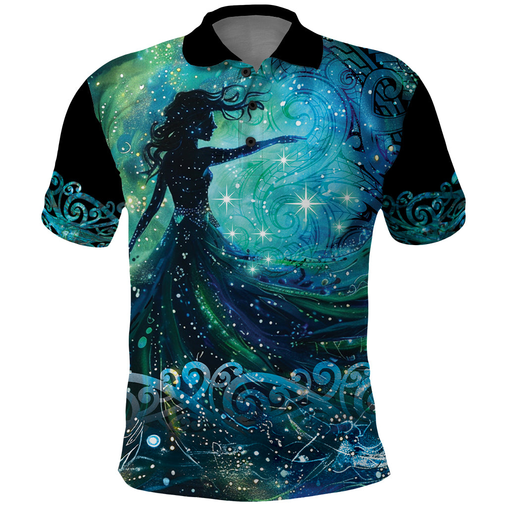 New Zealand Matariki Hiwa-i-te-rangi Polo Shirt Titiro ki nga Whetu Wishing Star LT9 Black - Polynesian Pride