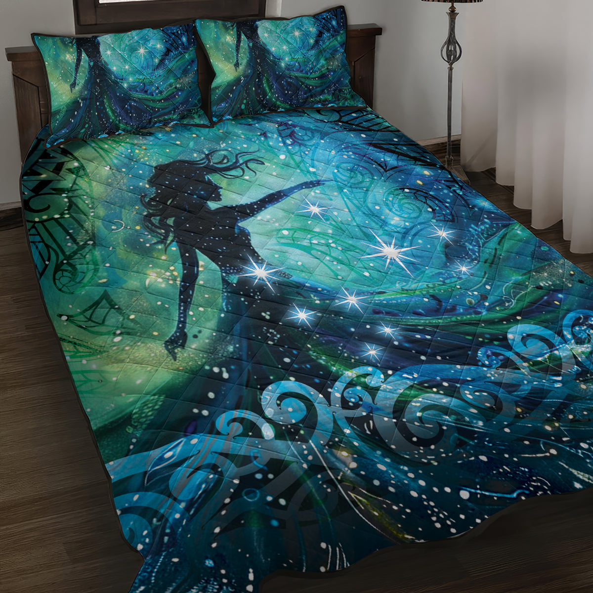 New Zealand Matariki Hiwa-i-te-rangi Quilt Bed Set Titiro ki nga Whetu Wishing Star LT9 Black - Polynesian Pride
