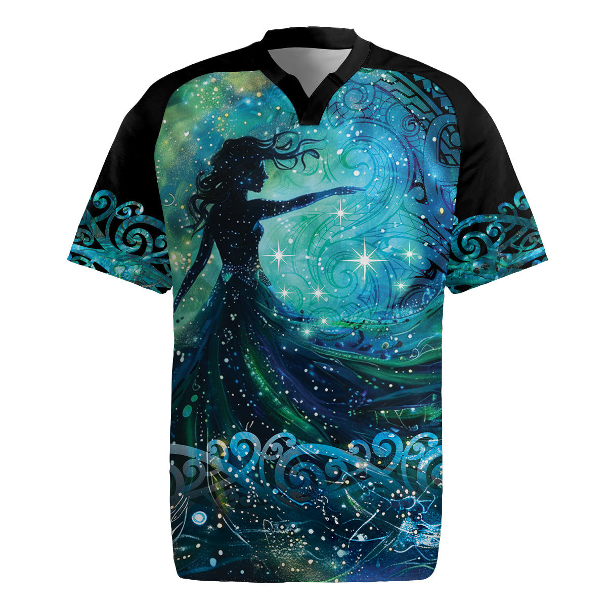 New Zealand Matariki Hiwa-i-te-rangi Rugby Jersey Titiro ki nga Whetu Wishing Star LT9 Black - Polynesian Pride