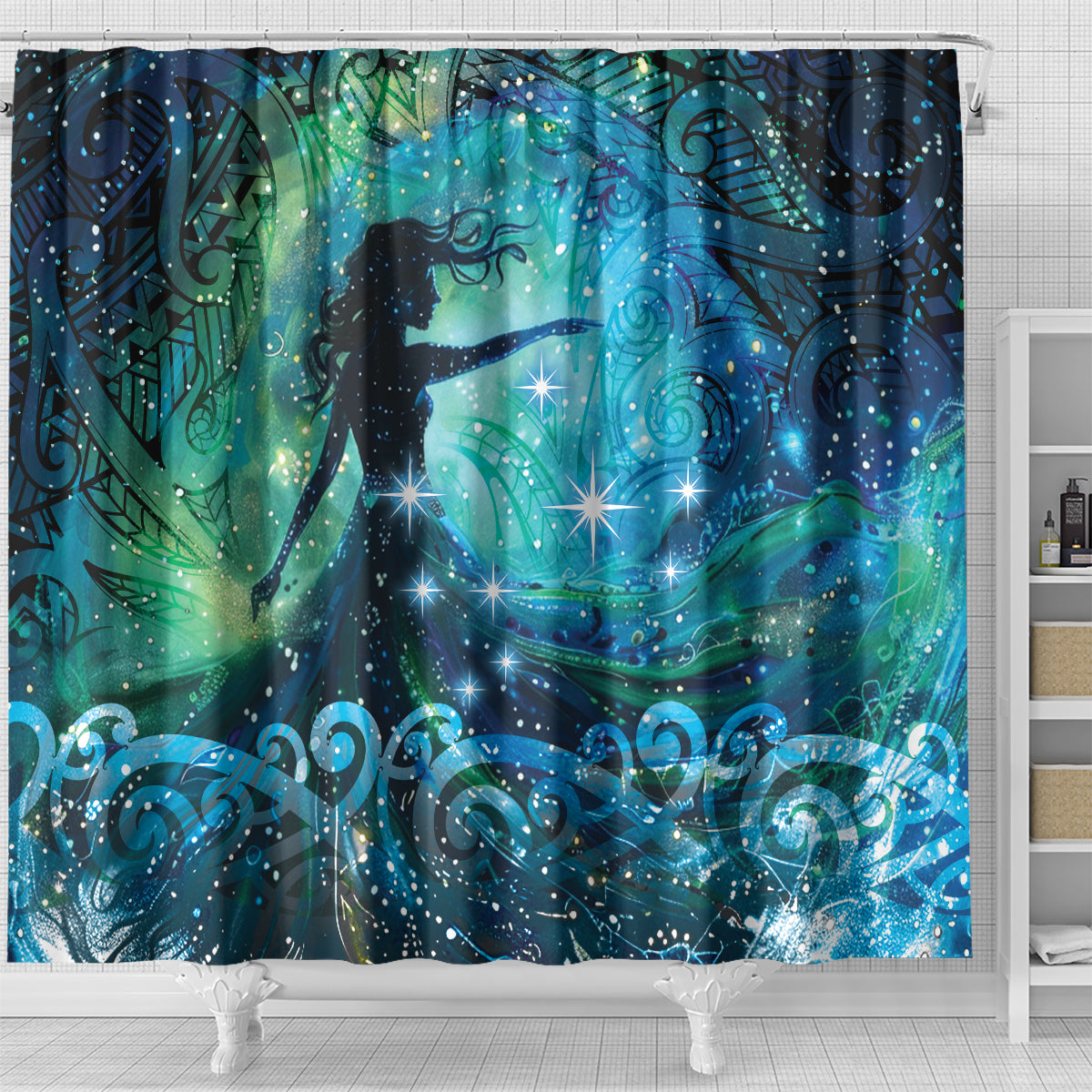 New Zealand Matariki Hiwa-i-te-rangi Shower Curtain Titiro ki nga Whetu Wishing Star LT9 - Polynesian Pride