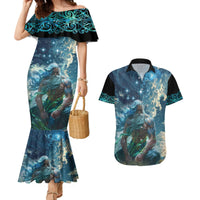 New Zealand Matariki Ururangi Couples Matching Mermaid Dress and Hawaiian Shirt The Murmur Of The Wind LT9 Black - Polynesian Pride