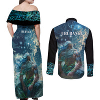 New Zealand Matariki Ururangi Couples Matching Off Shoulder Maxi Dress and Long Sleeve Button Shirt The Murmur Of The Wind LT9 - Polynesian Pride